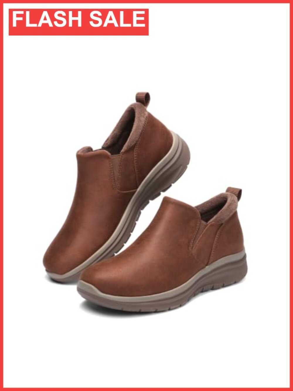 Women's Comfort Walking Slip On Ankle Boots Plush Lined Textile